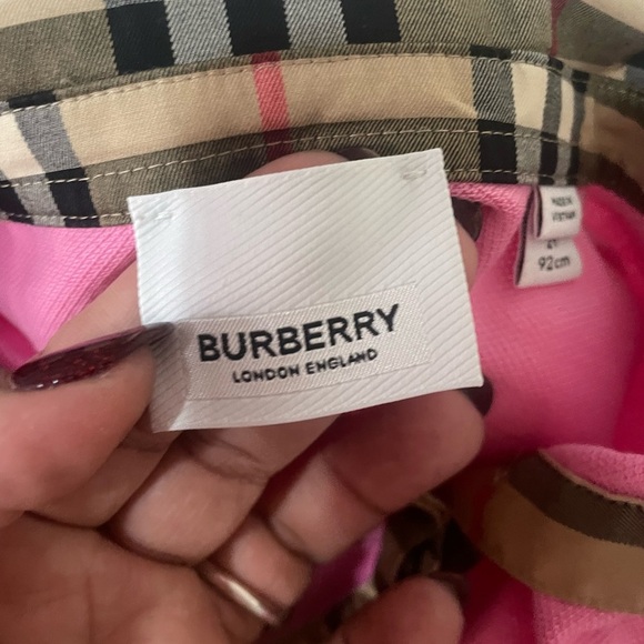 Burberry Kids Polo Dress in Pink with Plaid Collar - Picture 11 of 16